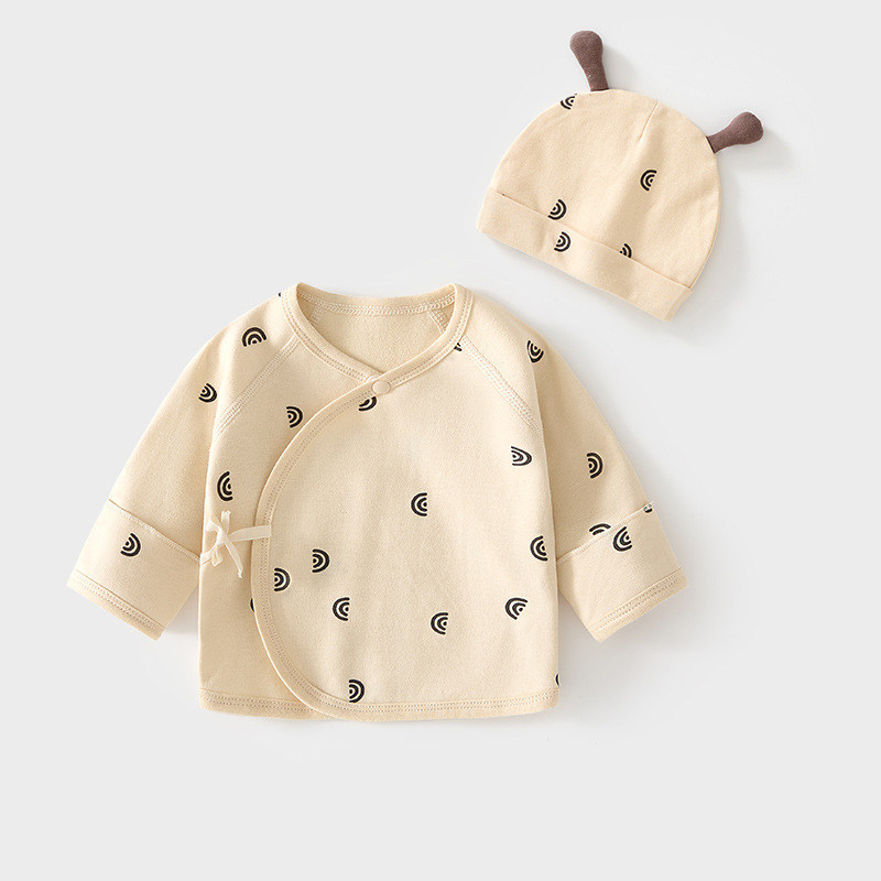 半背衣初生婴儿a类纯棉52码宝宝秋衣单件上衣新生的儿胎帽和尚服