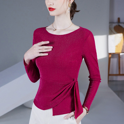 长袖优雅风网纱新款秋季不规