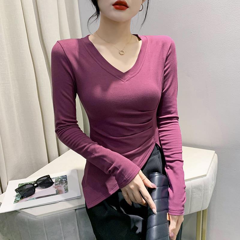 长袖休闲风网纱欧货2022V领修