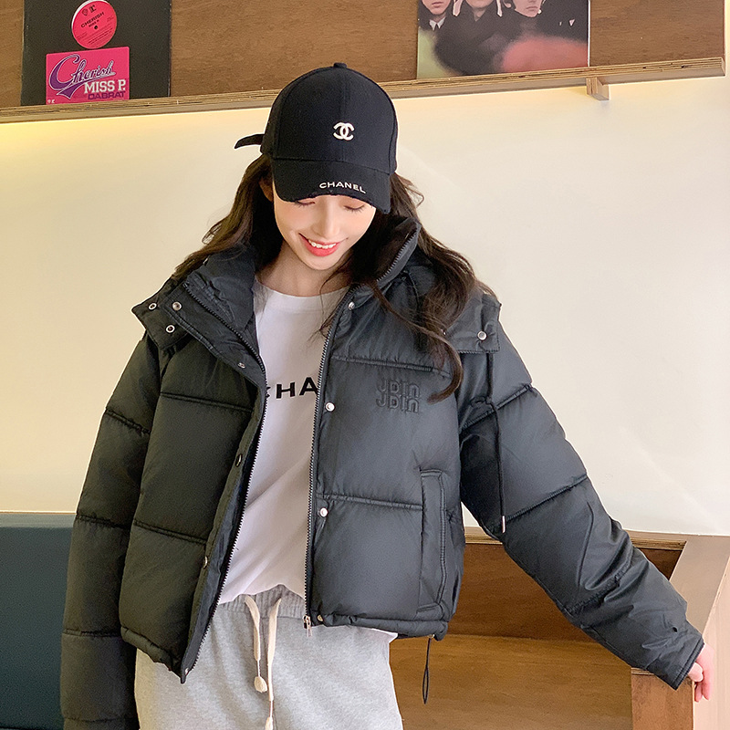 外贸棉衣女新短款冬小个子连帽羽