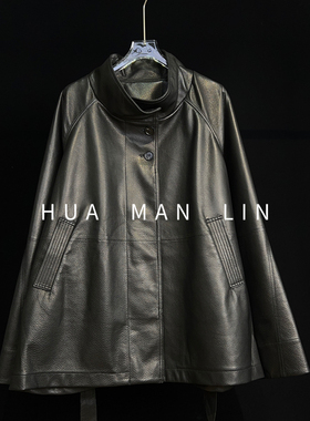 【花满林】站领绵羊皮阔版外套25821【配腰带】