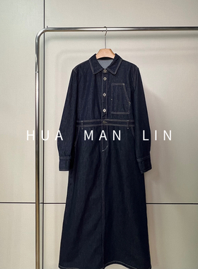 【花满林】翻领单边口袋明线牛仔连衣裙255495