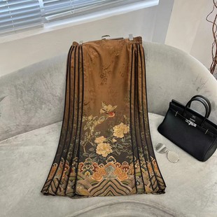 ‘花鸟图’30姆米重磅香云纱两侧松紧腰印花马面裙5956 花满林