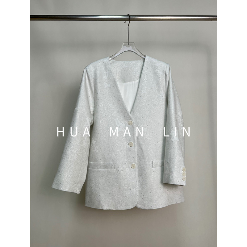 【花滿林】V领上久楷真丝桑蚕丝丝毛西装251668