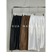 259643 三色全松紧腰醋酸阔腿直筒裤 花满林