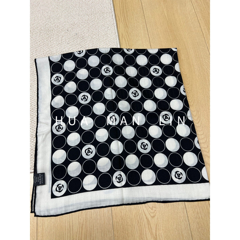 【花滿林】山茶花大波点桑蚕丝丝巾110cm*110cm 204