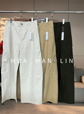 花滿林三色一粒扣两侧裤边盖口袋休闲工装裤55079