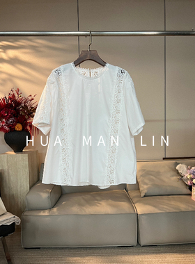 【彩蛋】圆领镂空绣花短袖上衣262122