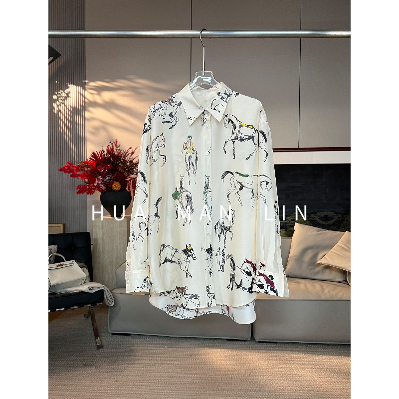 花滿林【 彩蛋】翻领正门襟前短后长小马真丝桑蚕丝上衣261946