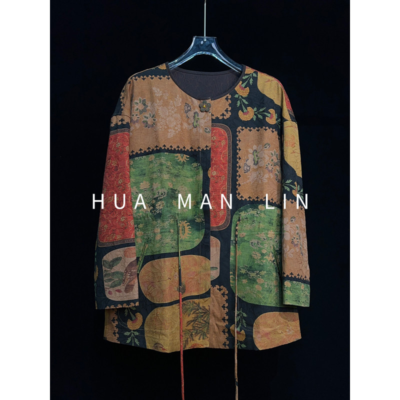 【花滿林】圆领抽绳香云纱真丝桑蚕丝上衣89951