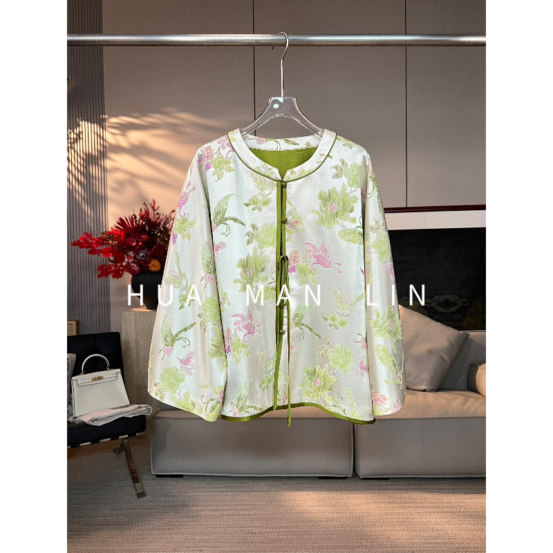 【 花滿林】‘幂幂同款’圆领冠乐绉真丝桑蚕丝上衣261873