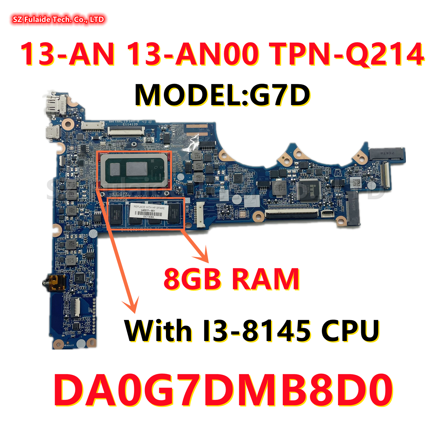惠普TPN-Q214 13-AN主板L37347-601版号DA0G7DMB8D0 i3 cpu