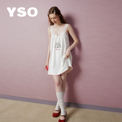yso【礼物系列】睡衣女夏季吊带蕾丝睡裙蛋糕印花甜美家居服B