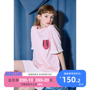 印花甜美可外穿家居服套装 yso 短裤 邦尼兔系列 睡衣女夏短袖