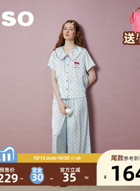 yso【定金预售】睡衣女款2026新款夏波点冰丝甜美家居服套装B