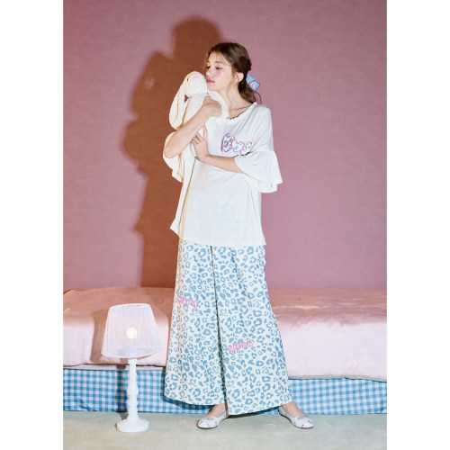 yso【礼物系列】睡衣女春夏新款卡通豹纹短袖宽松舒适家居服套装B