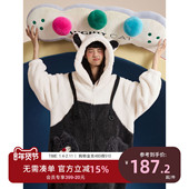 连体睡衣女秋冬加厚珊瑚绒中性长款 yso 酷猫系列 可爱情侣睡衣D