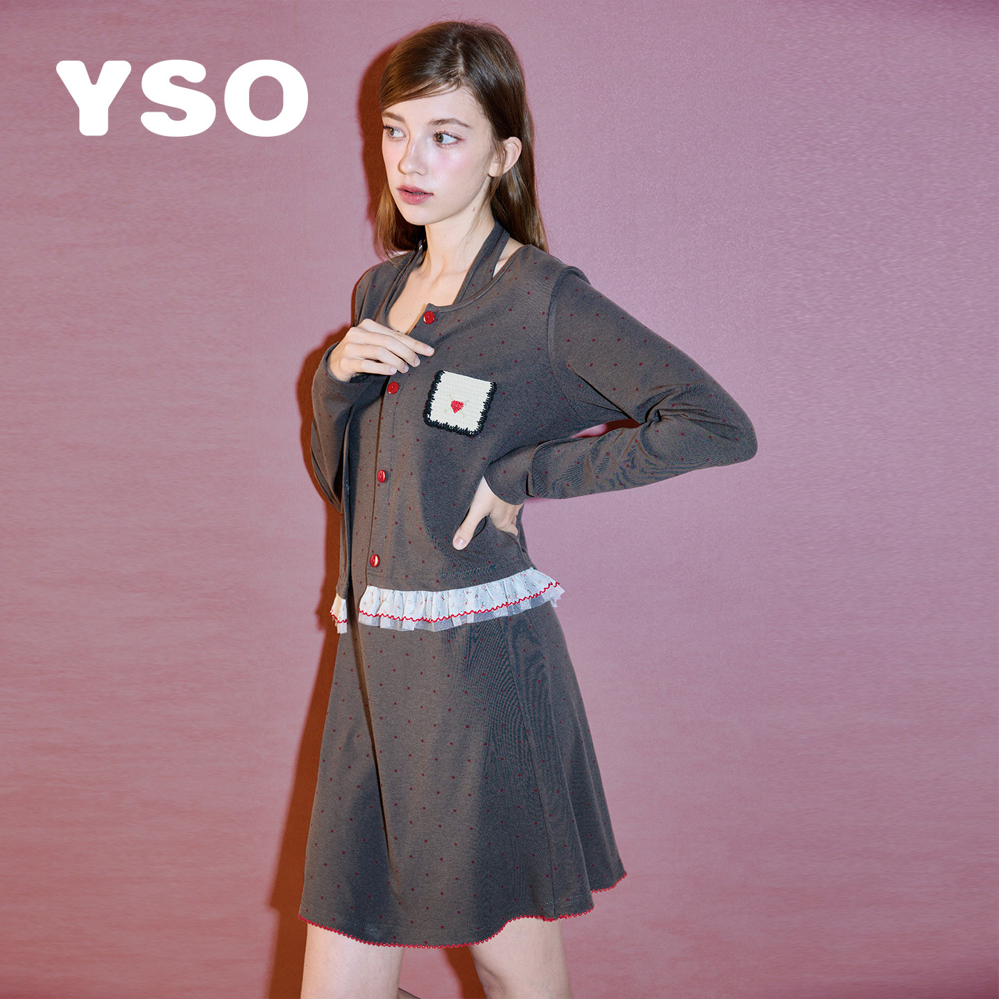 yso【礼物系列】睡衣女春夏季新款甜美卡通两件套睡裙外搭家居服B