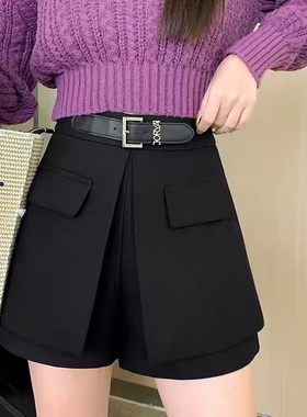 2025新款洋气高腰假腰带女显瘦双层加厚春天短裤裤裙秋冬外穿靴裤