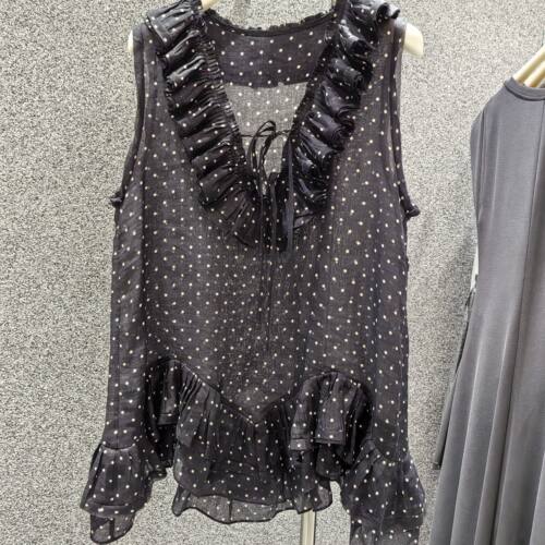 南油高品质2025夏季新款女波点100苎麻背心女小个子减龄百搭上衣