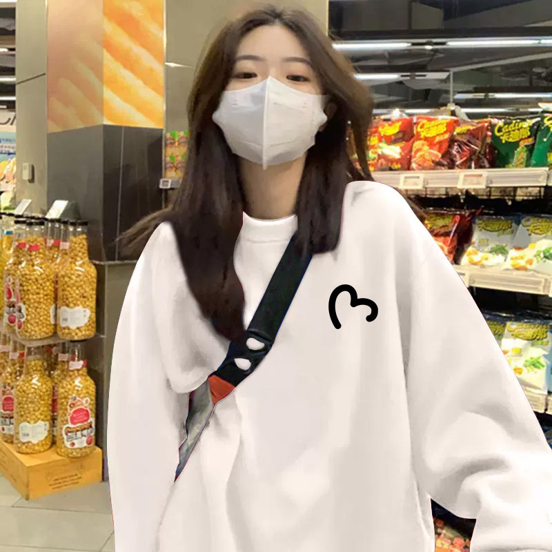 卫衣女圆领2025秋冬新款爆款雾霾蓝色时尚洋气宽松小个子外套上衣