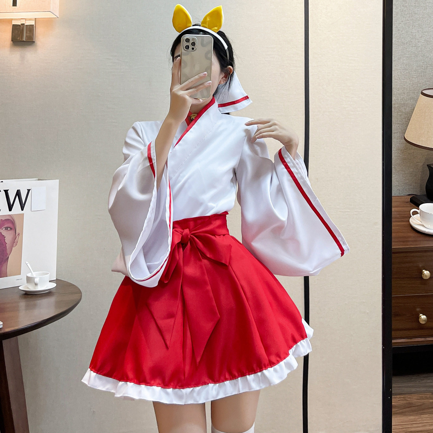 动漫妖狐x仆SS白鬼院凛凛蝶返祖巫女和服cosplay全套女装