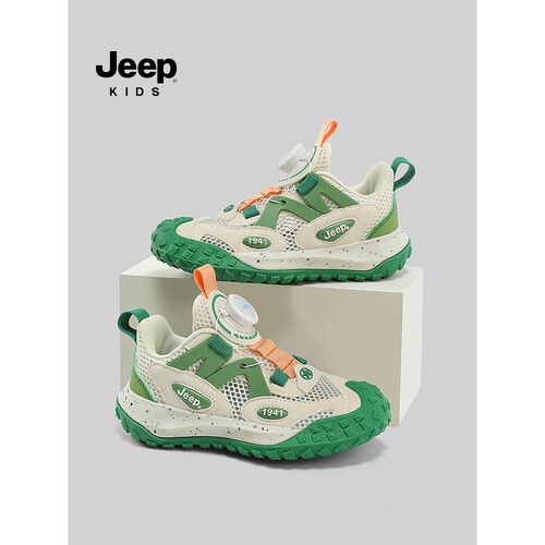 jeep男童鞋夏季网面透气运动鞋软底女童2026新款儿童鞋子春秋皮面