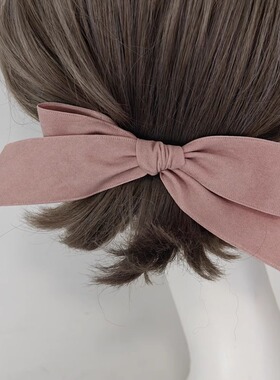 「吾庄」柔软双面丝绒蝴蝶结发夹鸭嘴夹弹簧夹大号外出搭配发饰