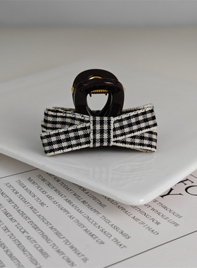 「吾庄」日韩格子交叉蝴蝶结布艺迷你小抓夹刘海发抓简约可爱发夹