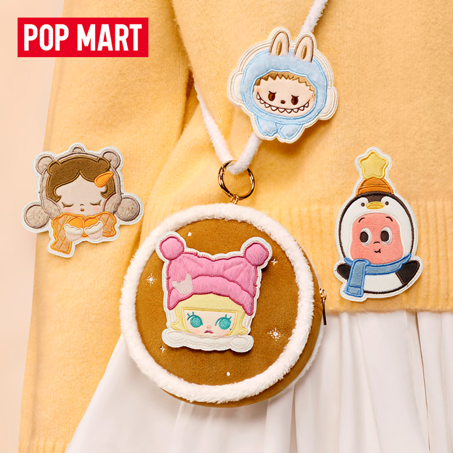 POPMART泡泡玛特泡泡萌粒毛绒绒暖呼呼系列斜挎包可爱潮玩周边