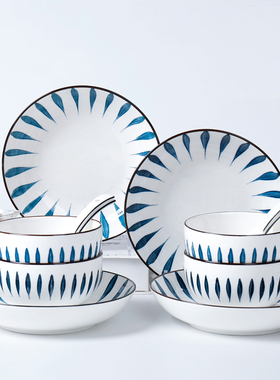 ED/圣恩达日式禾风16件餐具套装4碗4盘4勺4筷子