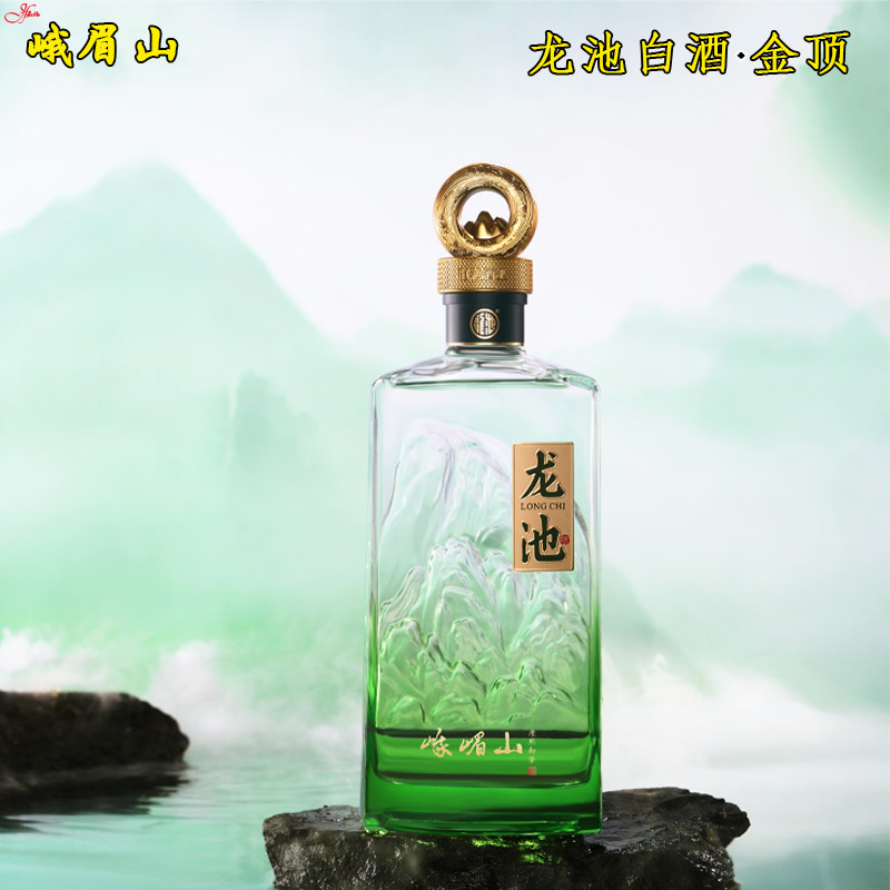 粮食酿造 峨眉山龙池白酒金顶500ml清香型52度 浮雕玻璃瓶装 包邮