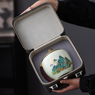 高档皮盒茶叶包装礼盒空盒陶瓷茶叶密封罐红茶绿茶普洱白茶空罐子