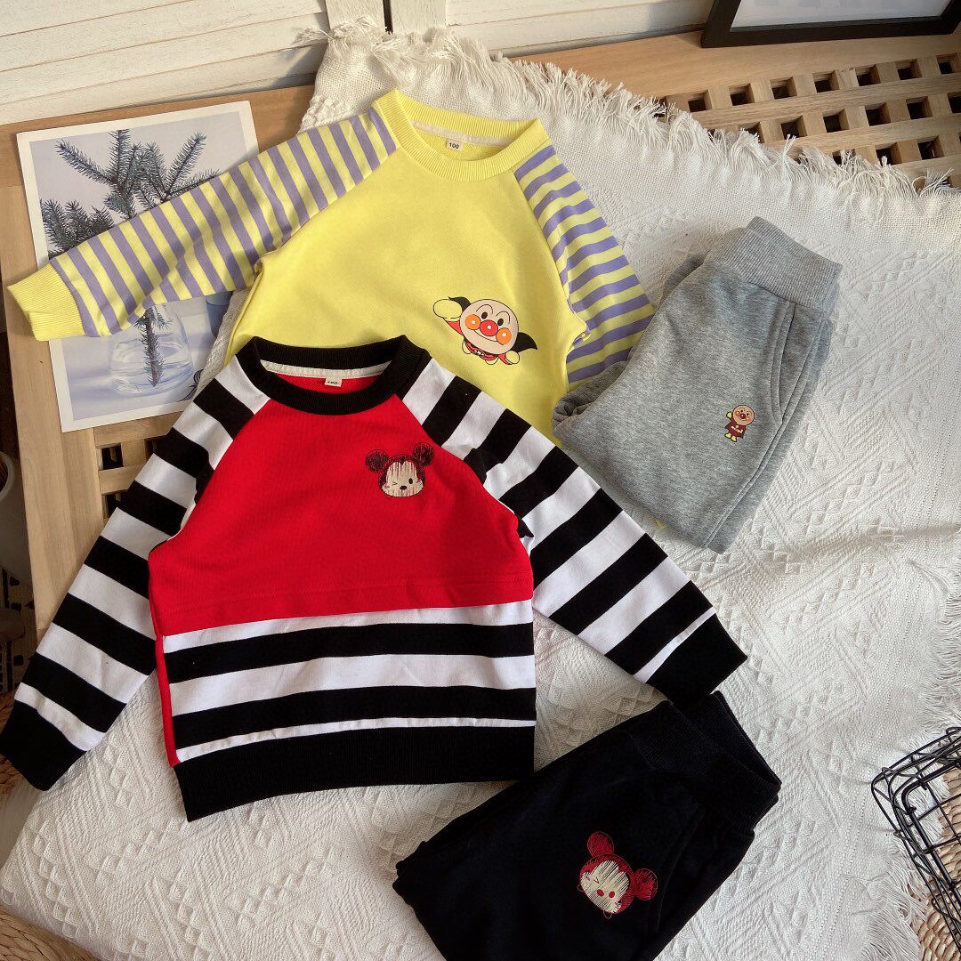 韩版宝宝纯棉线圈卫衣长袖长裤运动2件套春装男女童拼接袖套装