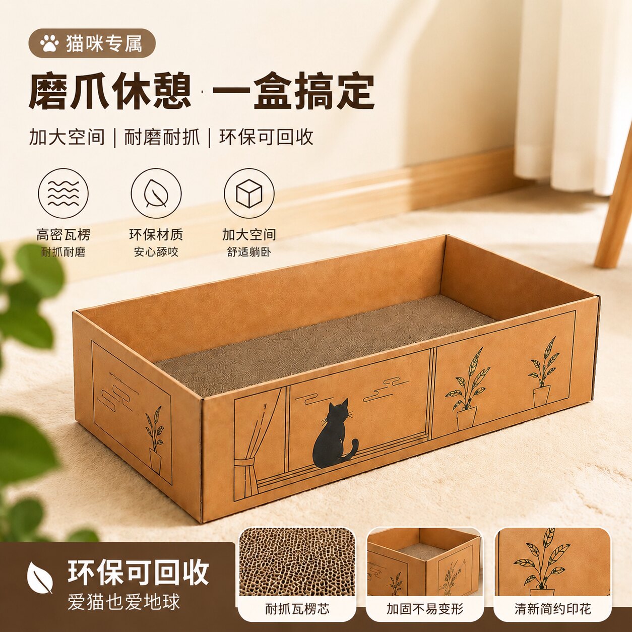 猫窝猫抓板一体瓦楞纸耐磨不掉屑图片