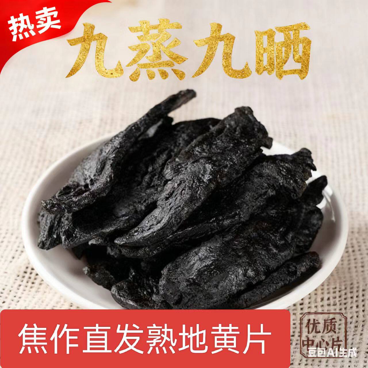 熟地黄中药材正品九蒸九制晒老熟地干当归川芎白芍泡水泡酒四物汤