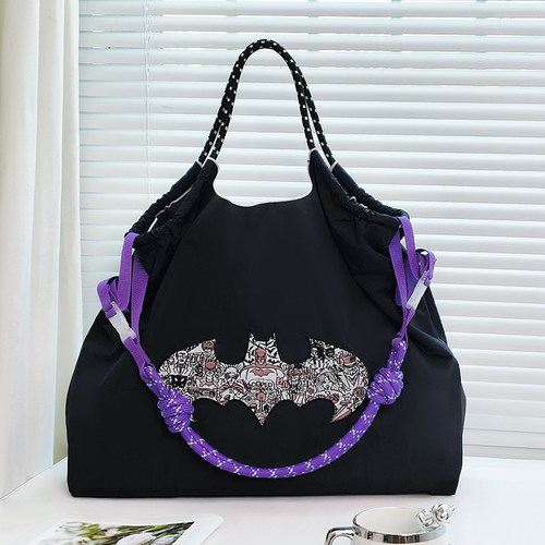 日系ball chain刺绣蝙蝠环保购物袋斜挎帆布包尼龙防水单肩通勤包