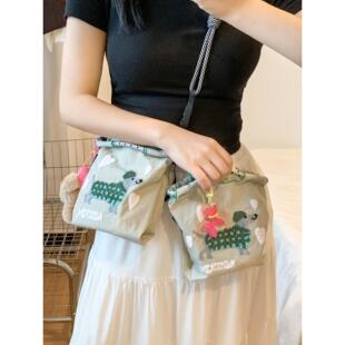 日系ball chain刺绣mini狗狗迷你小包2026夏日斜挎帆布包女包