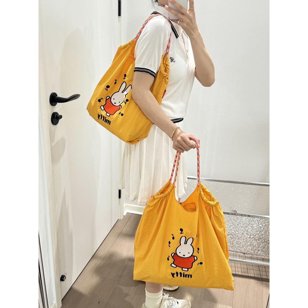 乐符购物袋刺绣环保通勤日系ballchain斜单肩帆布包包挎