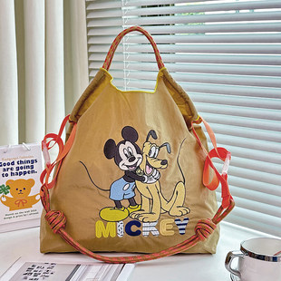 Disney迪士尼官方正品刺绣米奇和布鲁托环保袋帆布购物包袋
