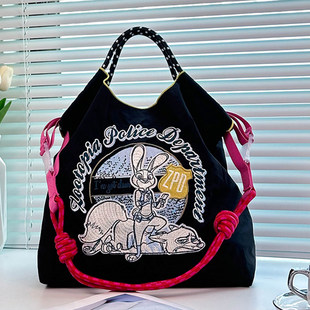 Disney迪士尼官方正品刺绣朱迪与尼克环保袋帆布包夏天布包购物袋