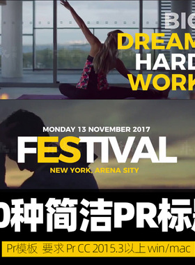 30款简洁字幕文字动画标题 Pr字幕条prCC2015字幕模板支持Wim/Mac