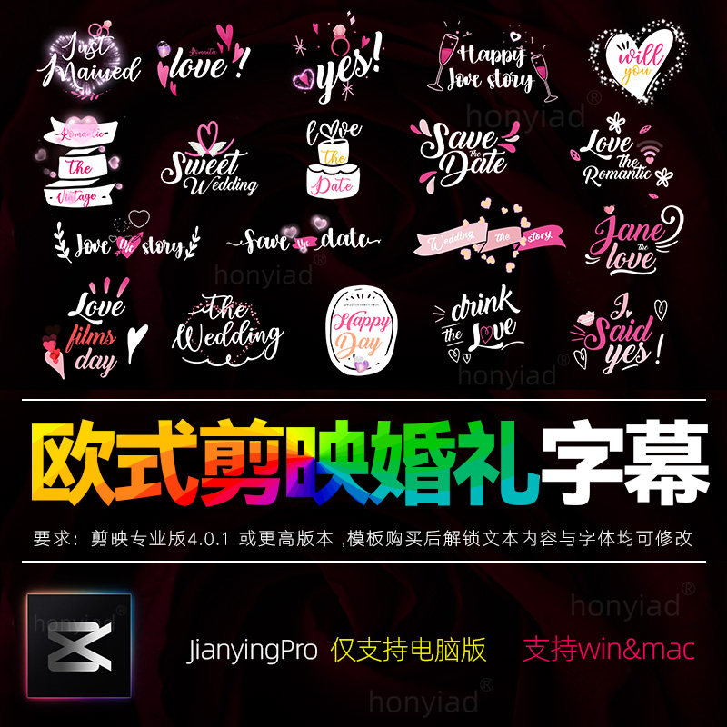 剪映高端欧式复古婚礼文本排版标题字幕视频快剪剪影纪实素材M1图片