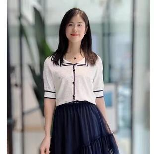 【S系列】专柜女装 23秋款polo领提花短袖气质款针织衫S23320114M