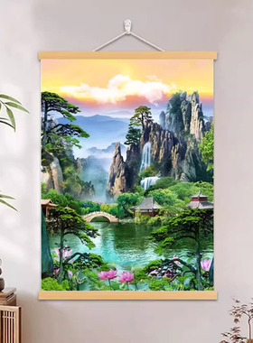 仙堂背景佛堂无动物活物山水画