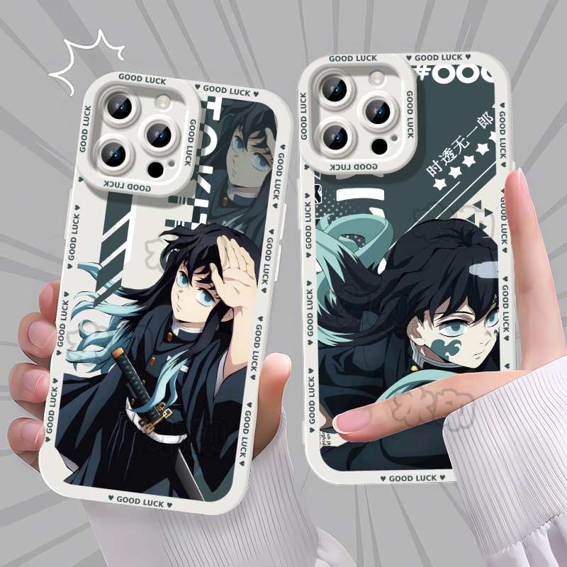 鬼灭之刃无限城时透无一郎霞柱手机壳适用苹果16OPPORENO14VIVOX200S红米NOTE15真我17AIRVIVOY53SIQOO新款Y3