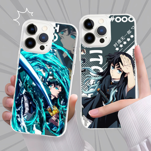 鬼灭之刃无限城时透无一郎霞柱手机壳适用苹果16红米K70OPPOA58TURBO4新款A6NOTE15PRO一加ACE5VIVO华为VIVOS