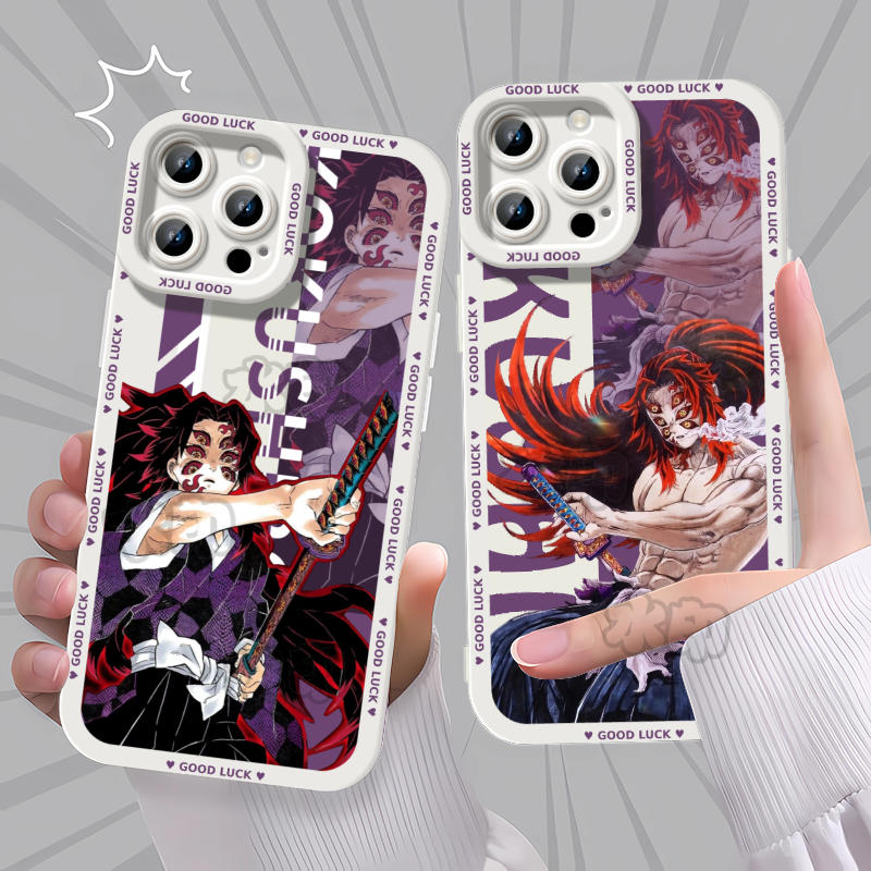 鬼灭之刃无限城上弦黑死牟手机壳适用苹果16OPPOA58华为P60IQOOZ10TURBO14卡通Y52SVIVOY70SVIVOX90Y200INOVA