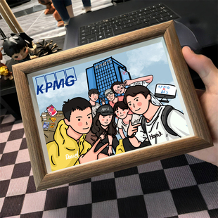 手绘相框定制多人合照绘画卡通班级毕业照公司员工集体照动漫设计