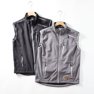 真牛 加绒保暖三层复合高性能软壳马甲 超强防水透气高端秋冬男士